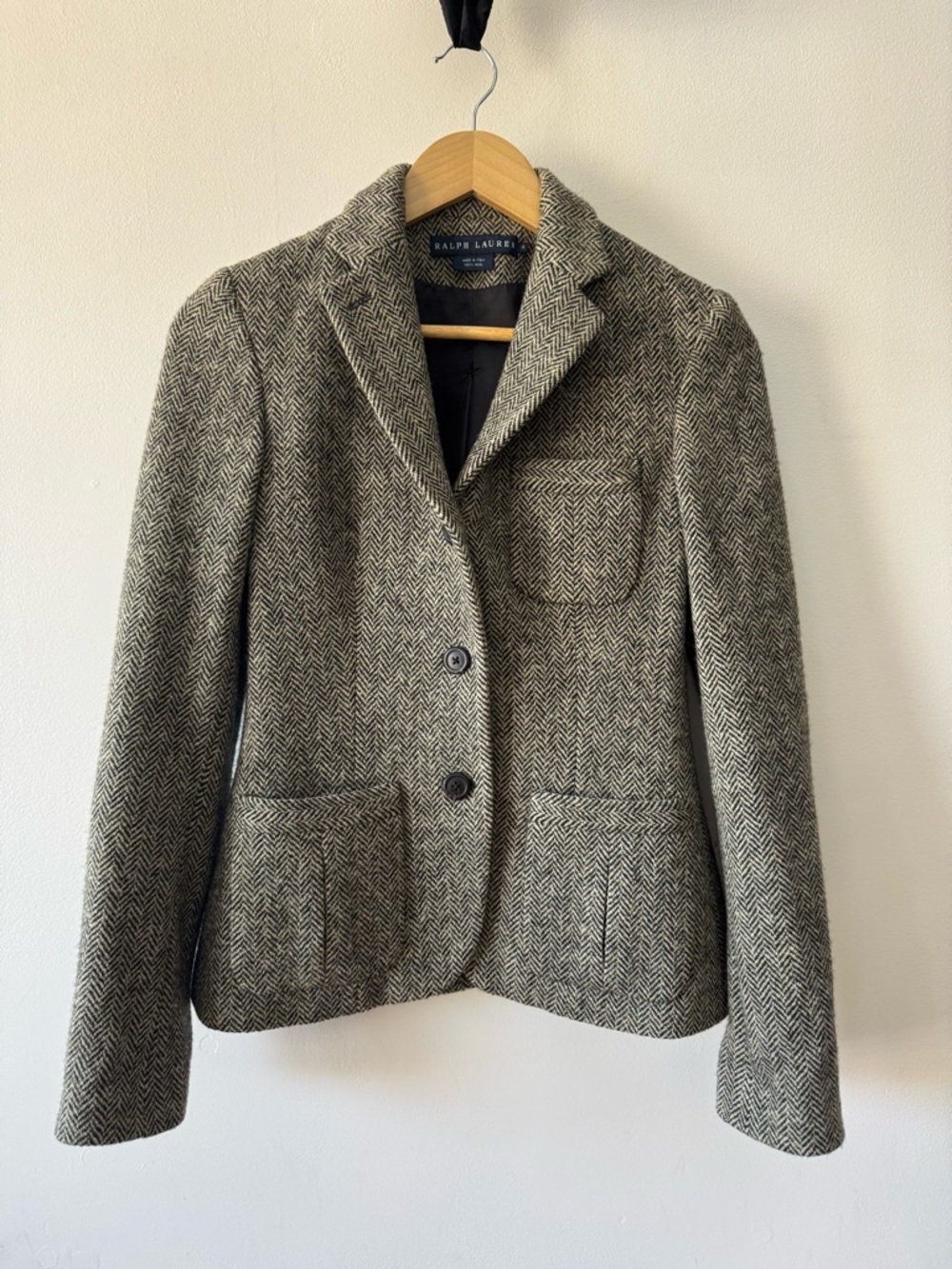 Ralph Lauren Wool Blazer Blue Label Women's Herringbone size 4 made in Italy